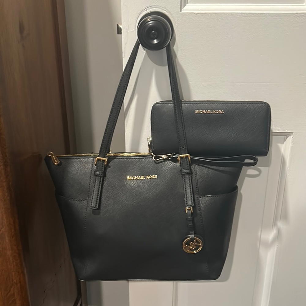 Michael Kors large zip top tote and matching wallet